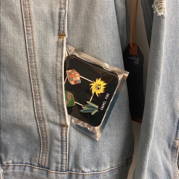 Working Title Denim Distressed Jacket Size Large - Picture 14 of 16